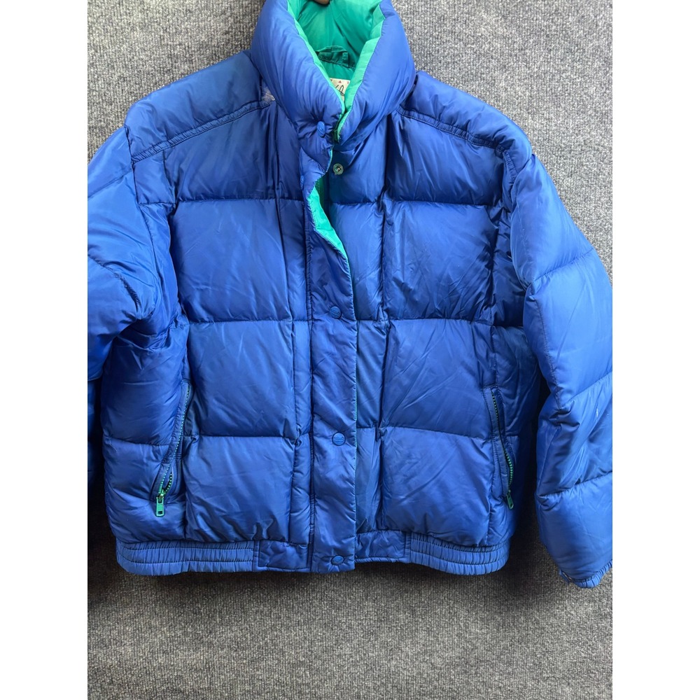 L.L. Bean Puffer Jacket Womens Large Blue Goose Down Mountain Classics F320